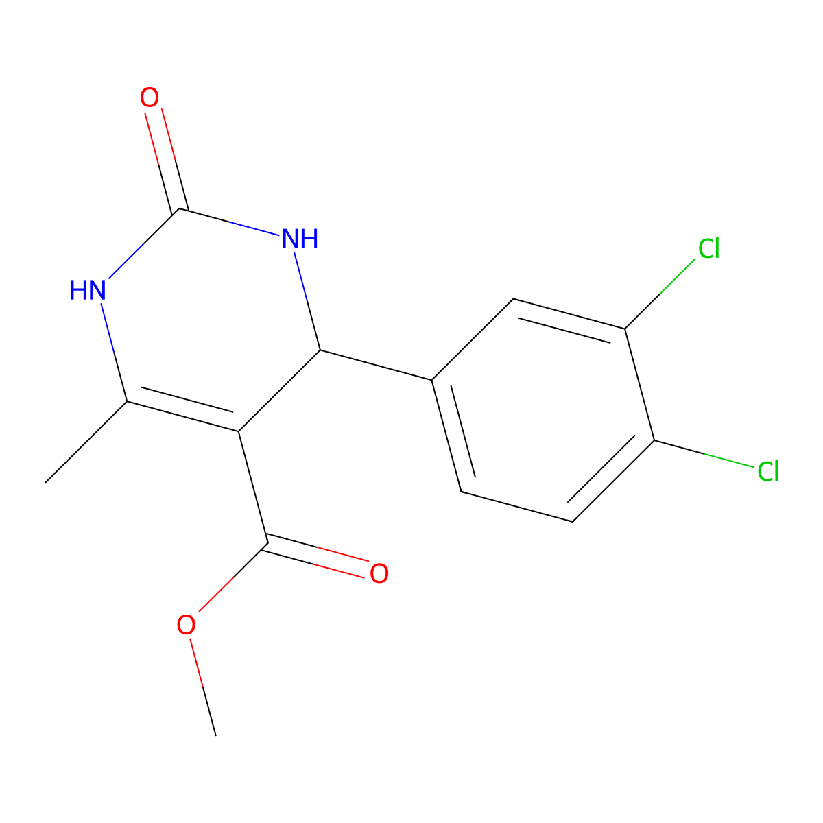 Methyl 4-(3,4-dichlorophenyl)-6-methyl-2-oxo-1,2,3,4-tetrahydropyrimidine-5-carboxylate molecular structure, CAS 313233-54-4