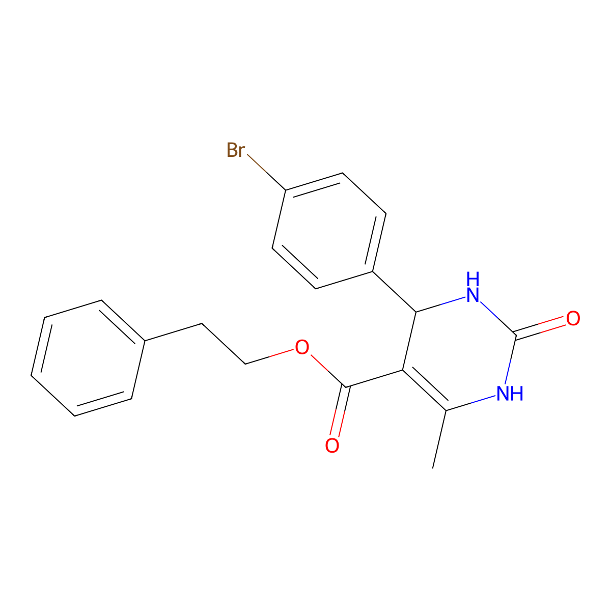 2-Phenylethyl 4-(4-bromophenyl)-6-methyl-2-oxo-1,2,3,4-tetrahydropyrimidine-5-carboxylate molecular structure, CAS 313233-57-7