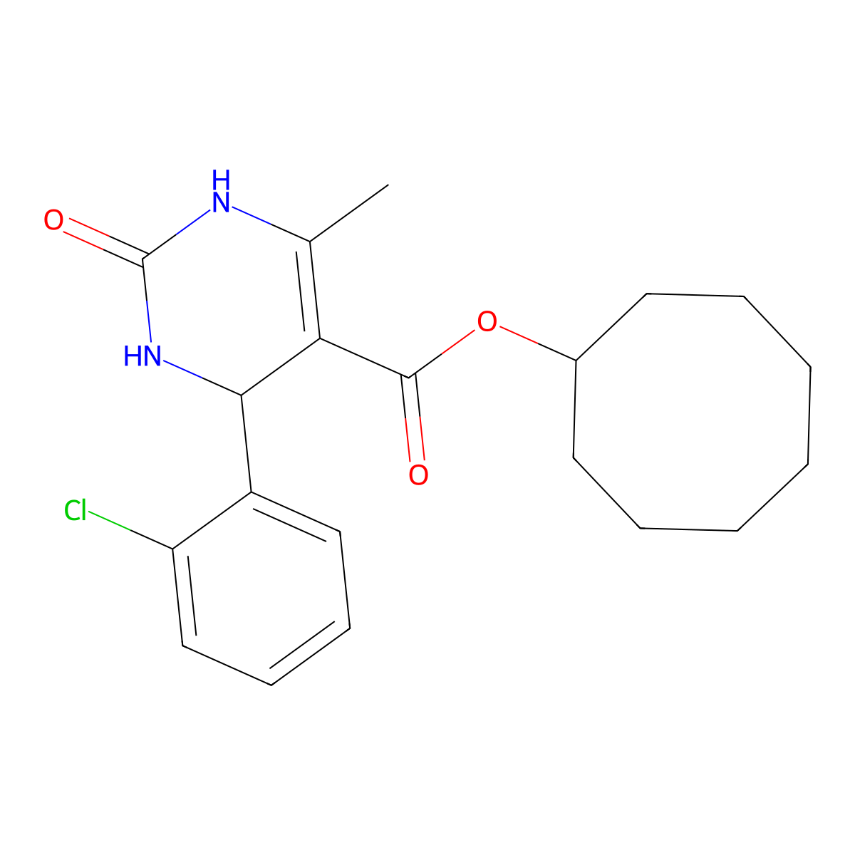 Cyclooctyl 4-(2-chlorophenyl)-6-methyl-2-oxo-1,2,3,4-tetrahydropyrimidine-5-carboxylate molecular structure, CAS 313233-58-8