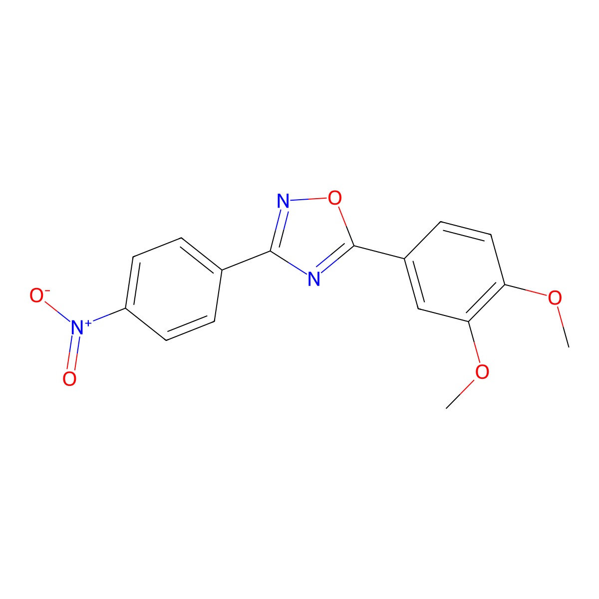 5-(3,4-Dimethoxyphenyl)-3-(4-nitrophenyl)-1,2,4-oxadiazole molecular structure, CAS 313233-85-1