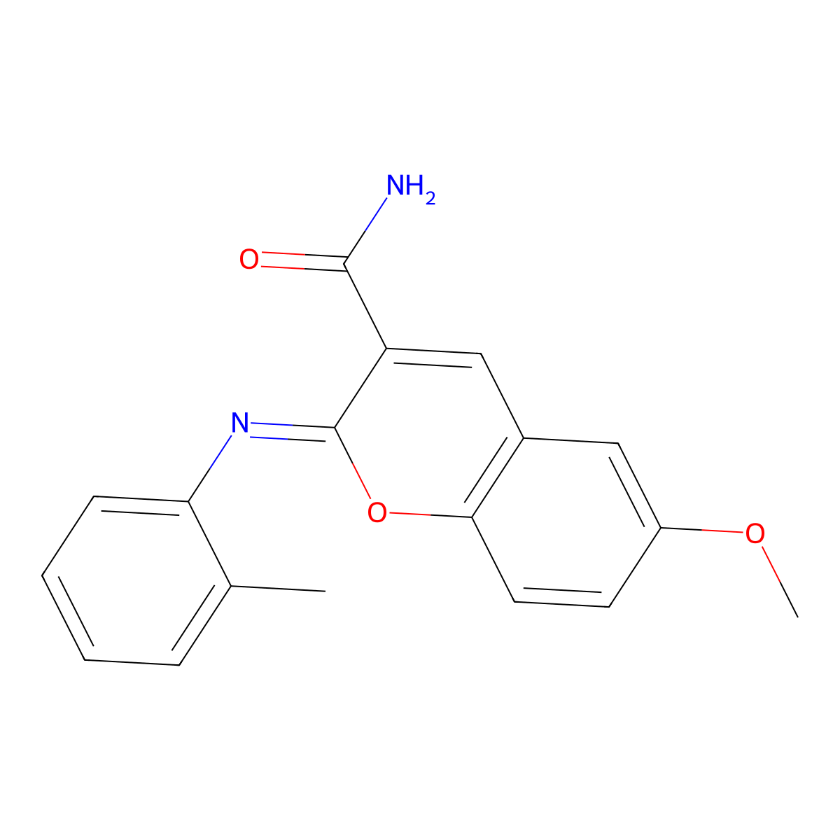 (Z)-6-methoxy-2-(o-tolylimino)-2H-chromene-3-carboxamide molecular structure, CAS 313234-09-2