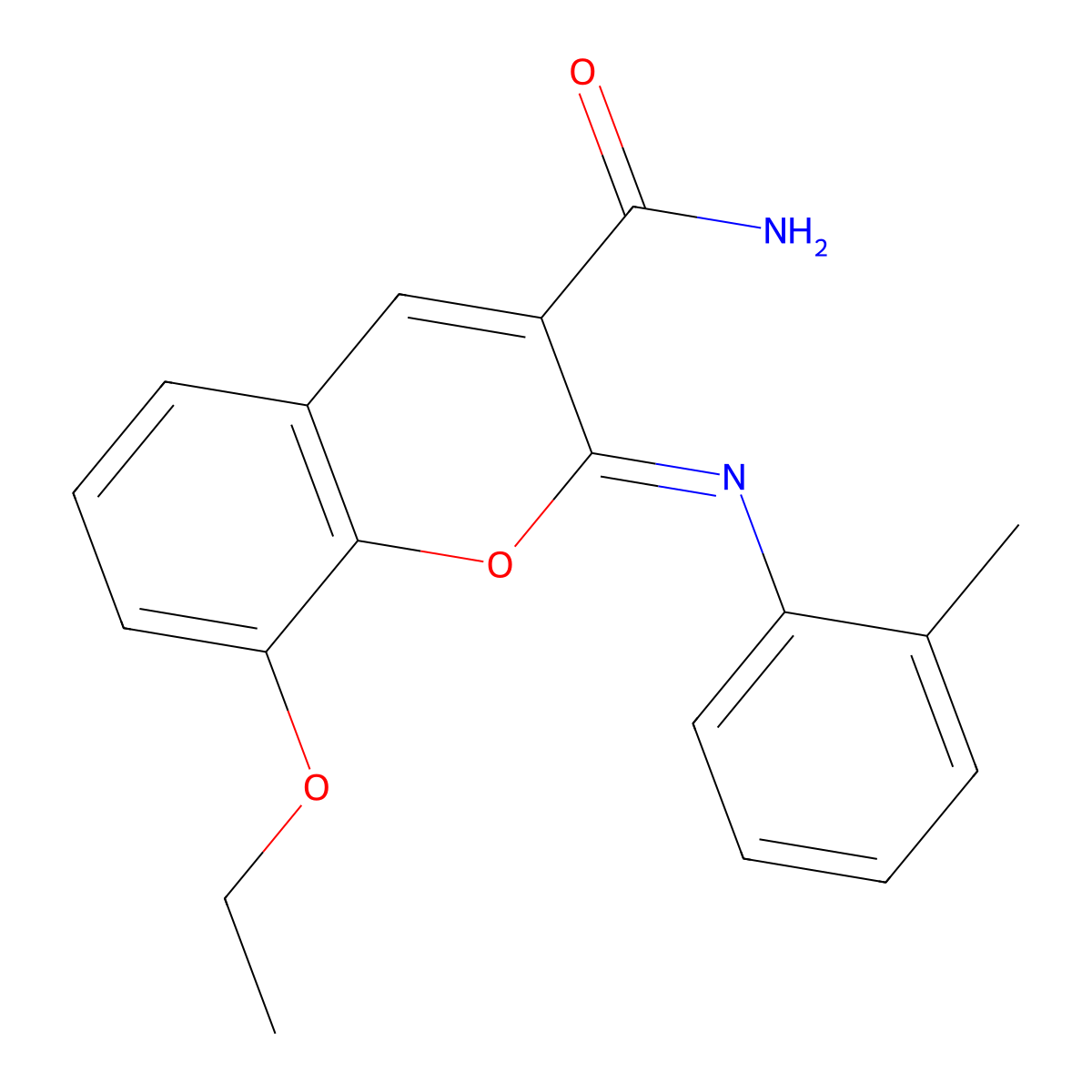 (2Z)-8-ethoxy-2-[(2-methylphenyl)imino]-2H-chromene-3-carboxamide molecular structure, CAS 313234-10-5