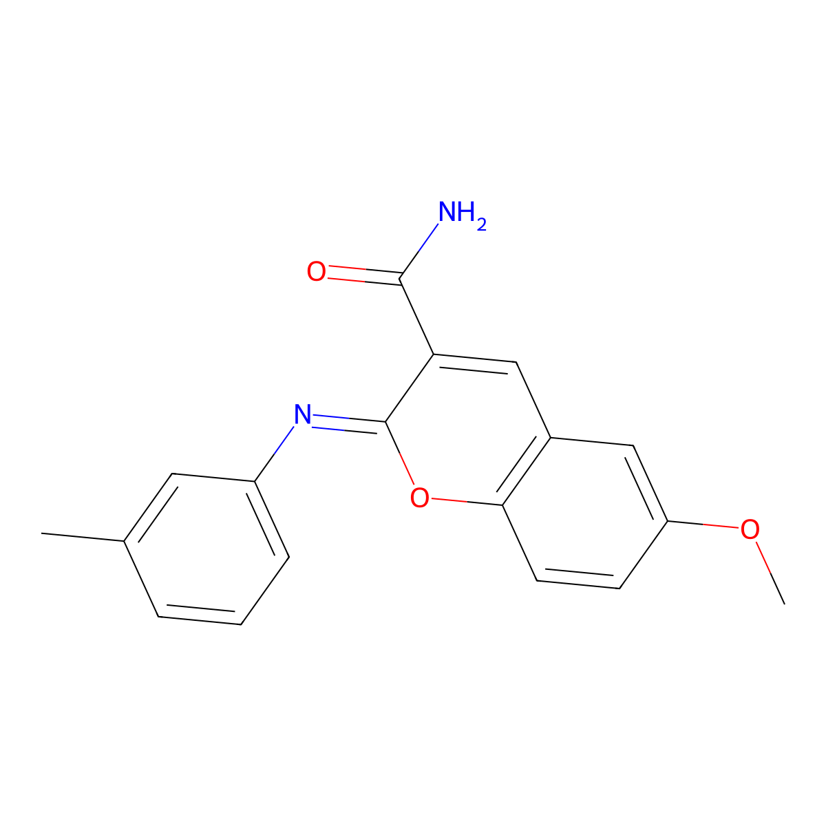 (2Z)-6-methoxy-2-[(3-methylphenyl)imino]-2H-chromene-3-carboxamide molecular structure, CAS 313234-15-0