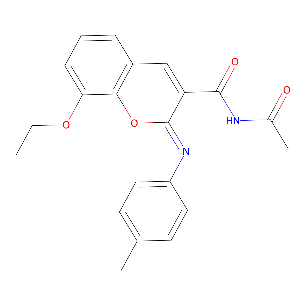 (2Z)-N-acetyl-8-ethoxy-2-[(4-methylphenyl)imino]-2H-chromene-3-carboxamide molecular structure, CAS 313234-37-6