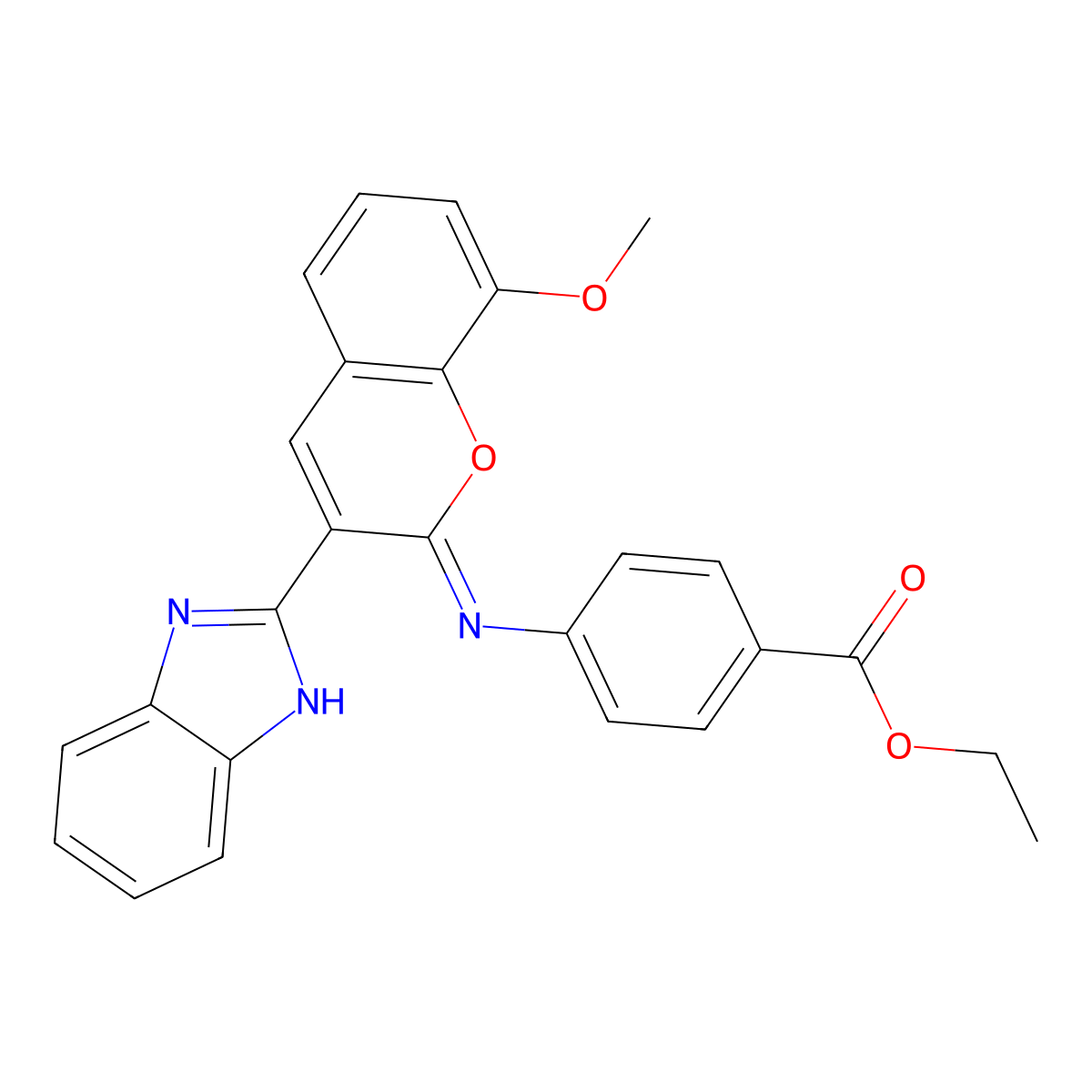 ethyl 4-[[3-(1H-benzimidazol-2-yl)-8-methoxychromen-2-ylidene]amino]benzoate molecular structure, CAS 313234-47-8