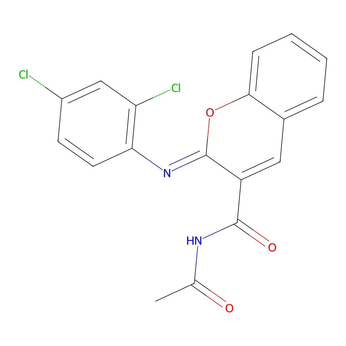 (2Z)-N-acetyl-2-[(2,4-dichlorophenyl)imino]-2H-chromene-3-carboxamide molecular structure, CAS 313234-50-3