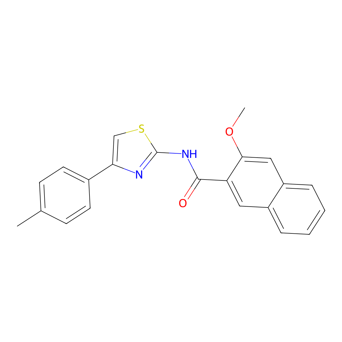 3-methoxy-N-[4-(4-methylphenyl)-1,3-thiazol-2-yl]naphthalene-2-carboxamide molecular structure, CAS 313237-23-9