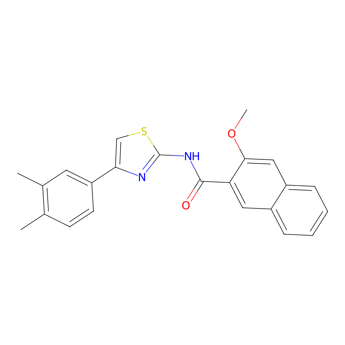 N-[4-(3,4-dimethylphenyl)-1,3-thiazol-2-yl]-3-methoxynaphthalene-2-carboxamide molecular structure, CAS 313237-25-1