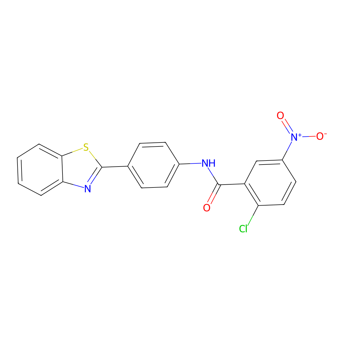 N-[4-(1,3-benzothiazol-2-yl)phenyl]-2-chloro-5-nitrobenzamide molecular structure, CAS 313238-11-8