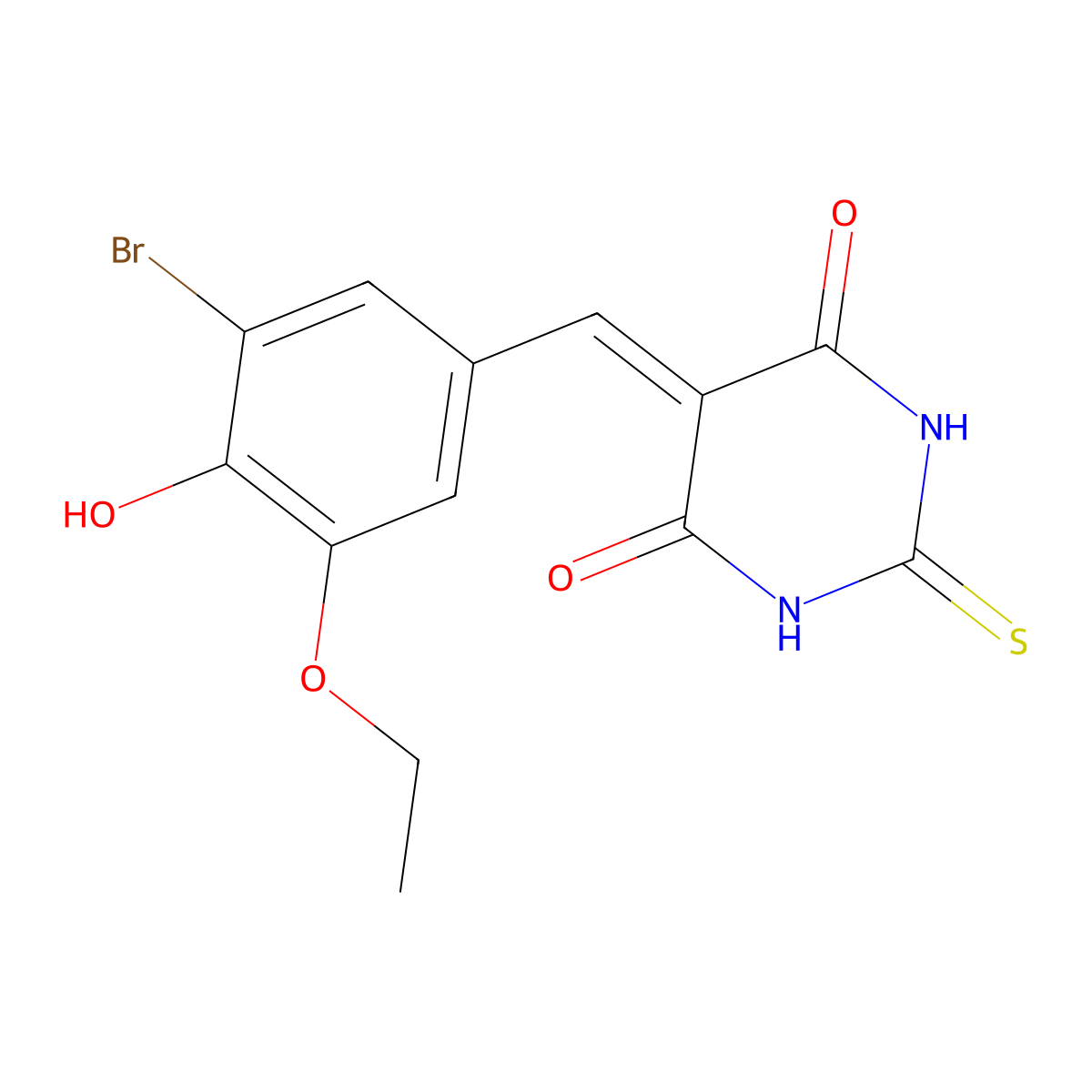 5-(3-bromo-5-ethoxy-4-hydroxybenzylidene)-2-thioxodihydro-4,6(1H,5H)-pyrimidinedione molecular structure, CAS 313238-24-3