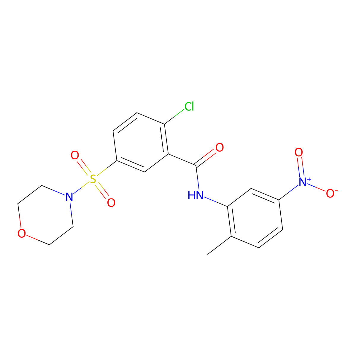 2-Chloro-N-(2-methyl-5-nitrophenyl)-5-(4-morpholinylsulfonyl)benzamide molecular structure, CAS 313238-52-7