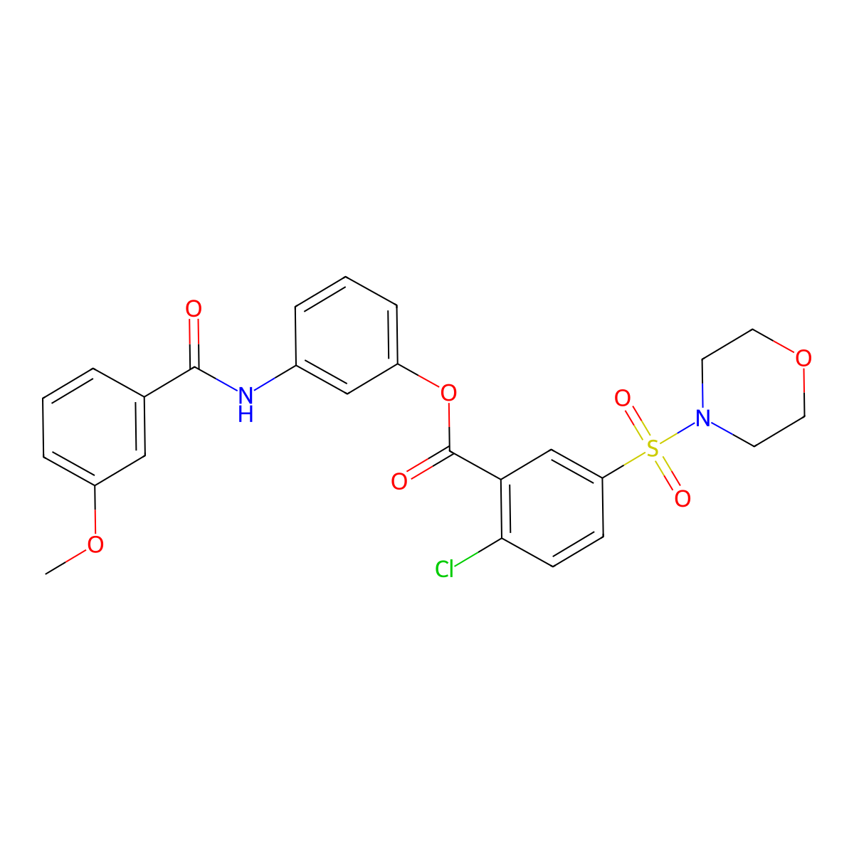 3-[(3-Methoxybenzoyl)amino]phenyl 2-chloro-5-(4-morpholinylsulfonyl)benzoate molecular structure, CAS 313238-56-1