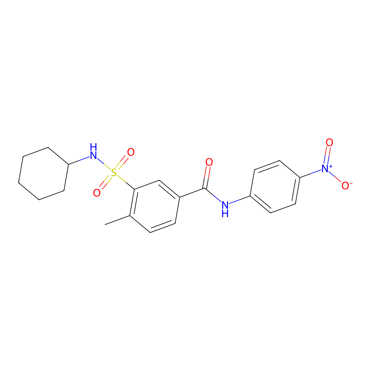 3-(cyclohexylsulfamoyl)-4-methyl-N-(4-nitrophenyl)benzamide molecular structure, CAS 313238-73-2