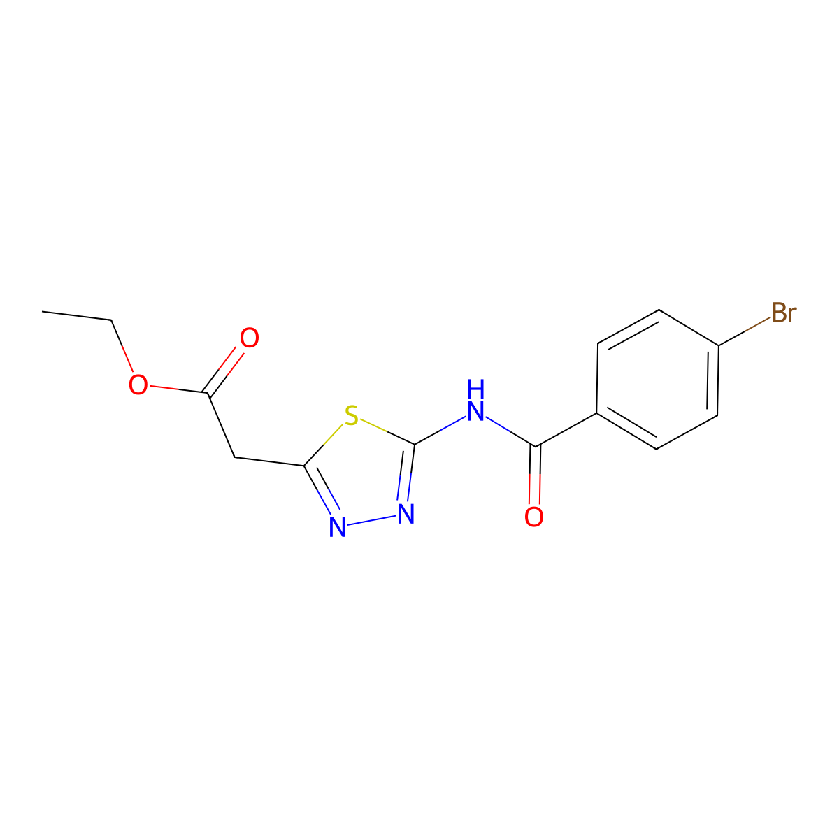 Ethyl 2-[5-[(4-bromobenzoyl)amino]-1,3,4-thiadiazol-2-yl]acetate molecular structure, CAS 313239-28-0