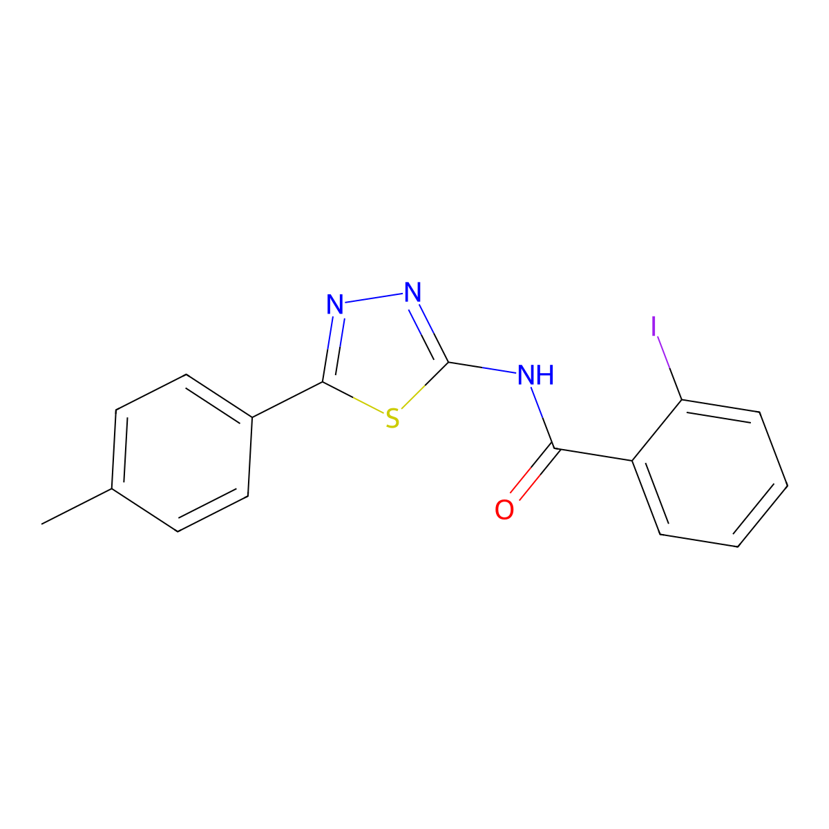 2-iodo-N-[5-(4-methylphenyl)-1,3,4-thiadiazol-2-yl]benzamide molecular structure, CAS 313239-58-6