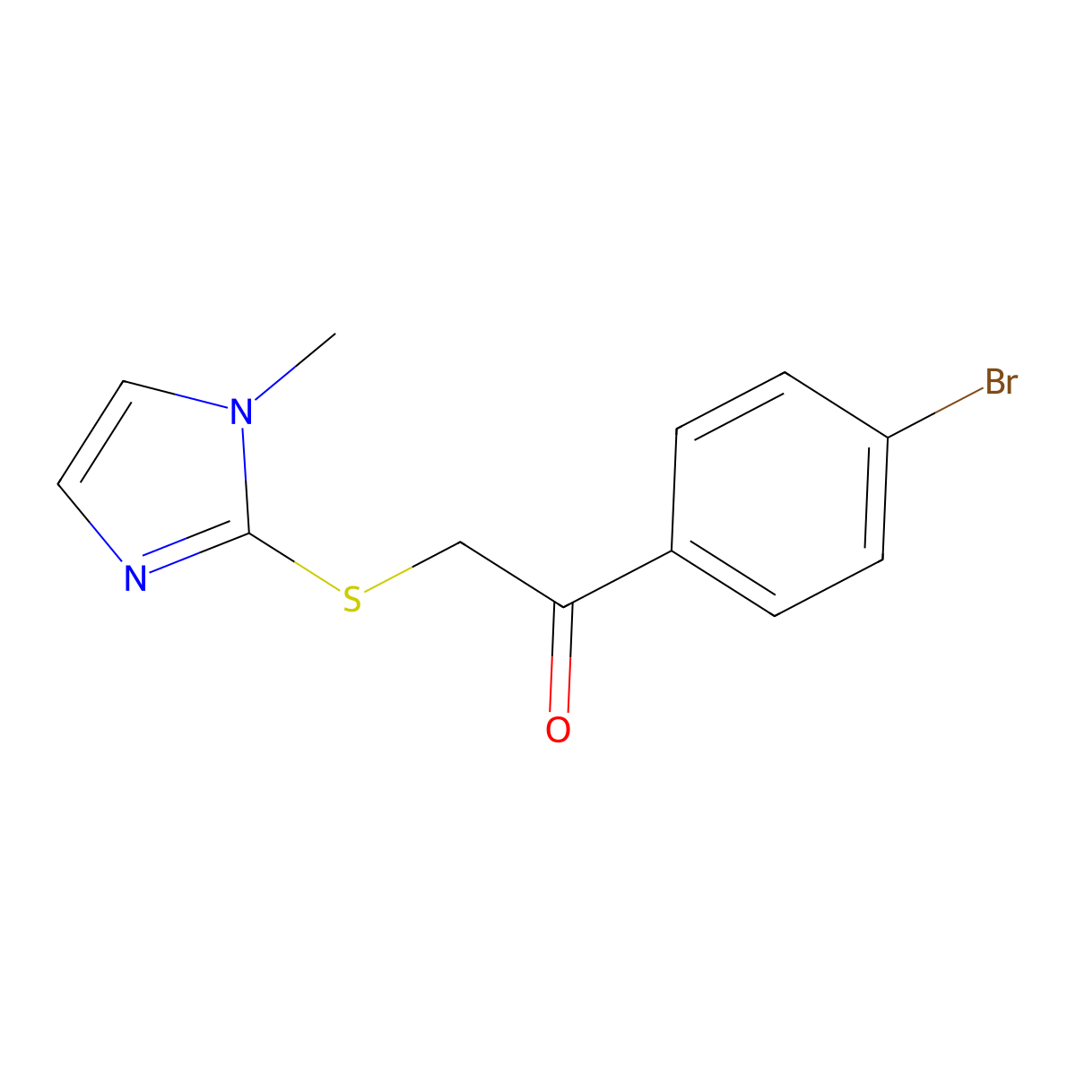 1-(4-bromophenyl)-2-[(1-methyl-1H-imidazol-2-yl)thio]ethanone molecular structure, CAS 313240-00-5