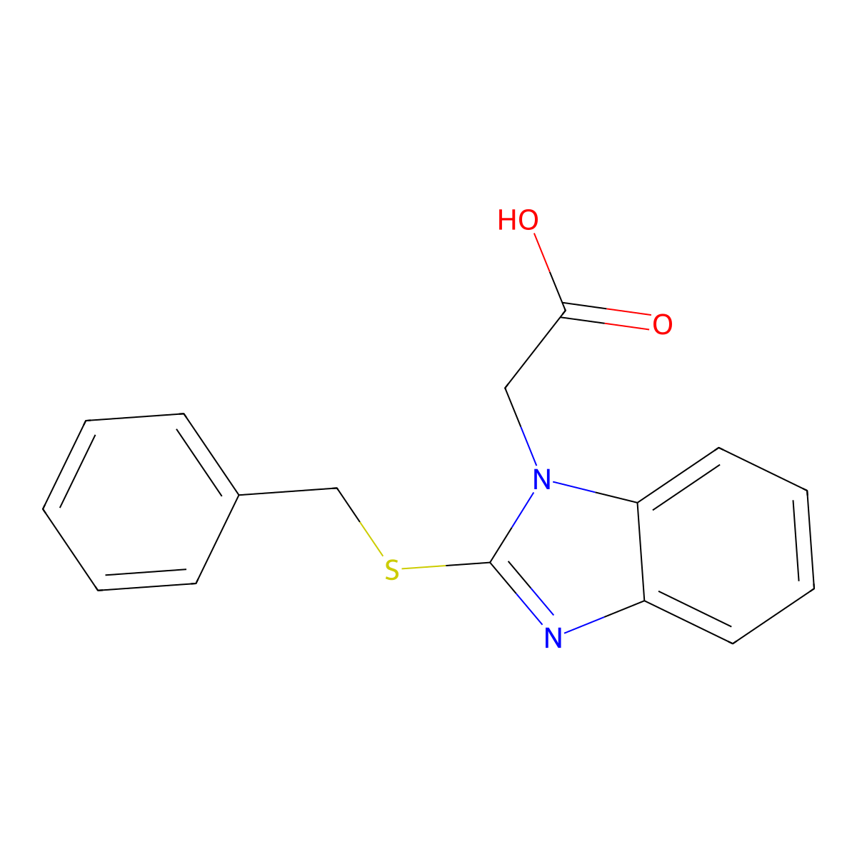 [2-(Benzylthio)-1H-benzimidazol-1-yl]acetic acid molecular structure, CAS 313240-26-5