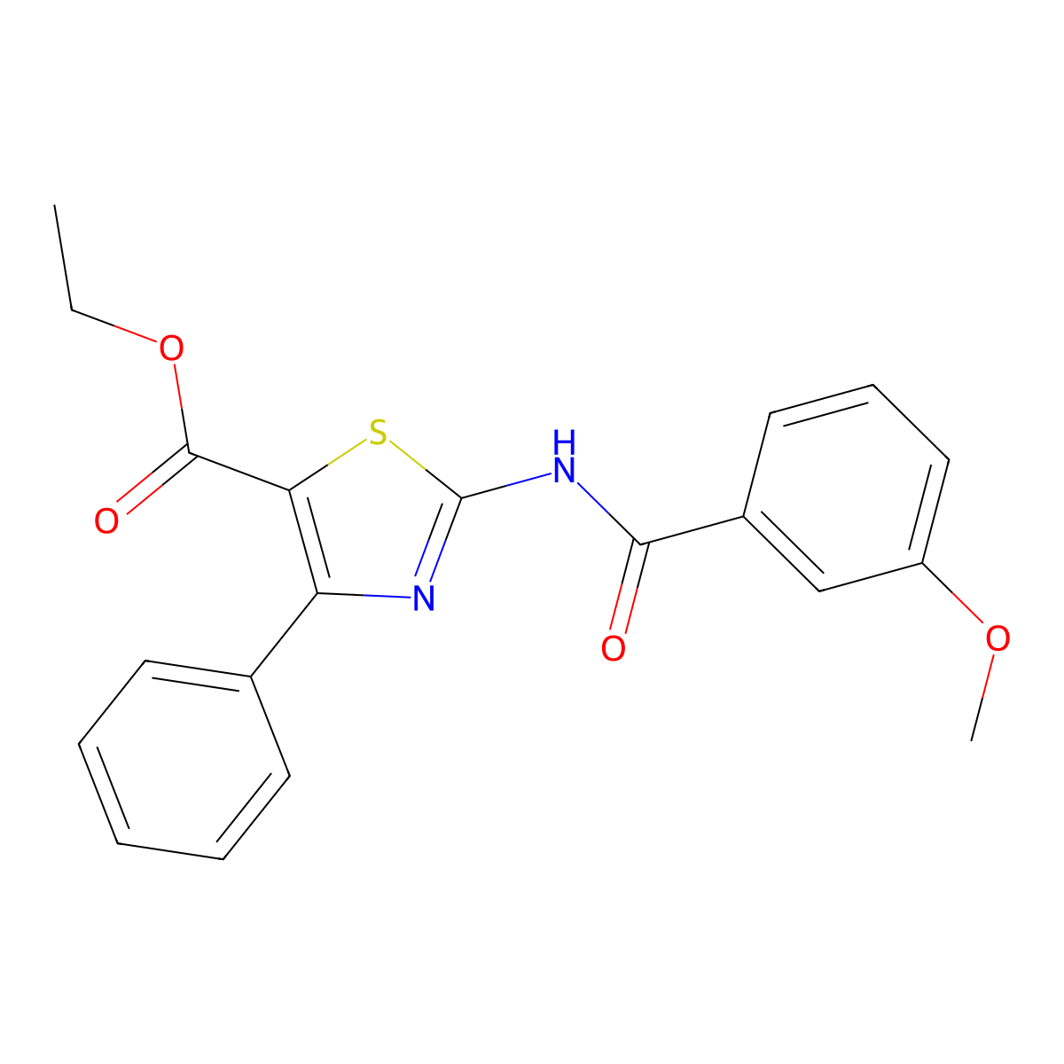 Ethyl 2-(3-methoxybenzamido)-4-phenylthiazole-5-carboxylate molecular structure, CAS 313240-44-7