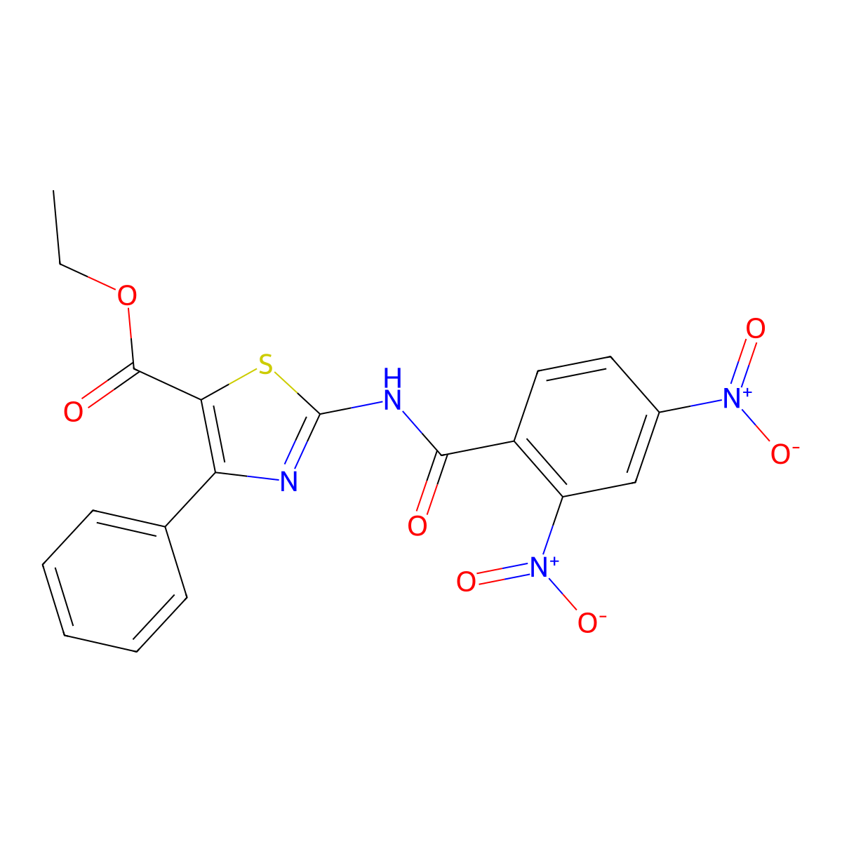 Ethyl 2-[(2,4-dinitrobenzoyl)amino]-4-phenyl-1,3-thiazole-5-carboxylate molecular structure, CAS 313240-45-8