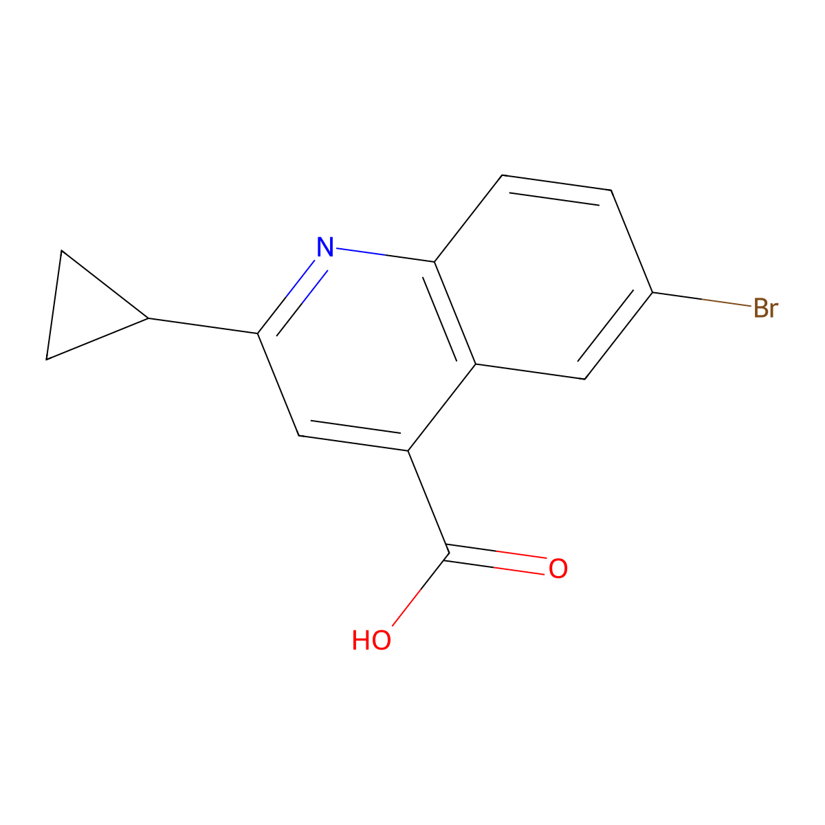 6-Bromo-2-cyclopropylquinoline-4-carboxylic acid molecular structure, CAS 313241-16-6