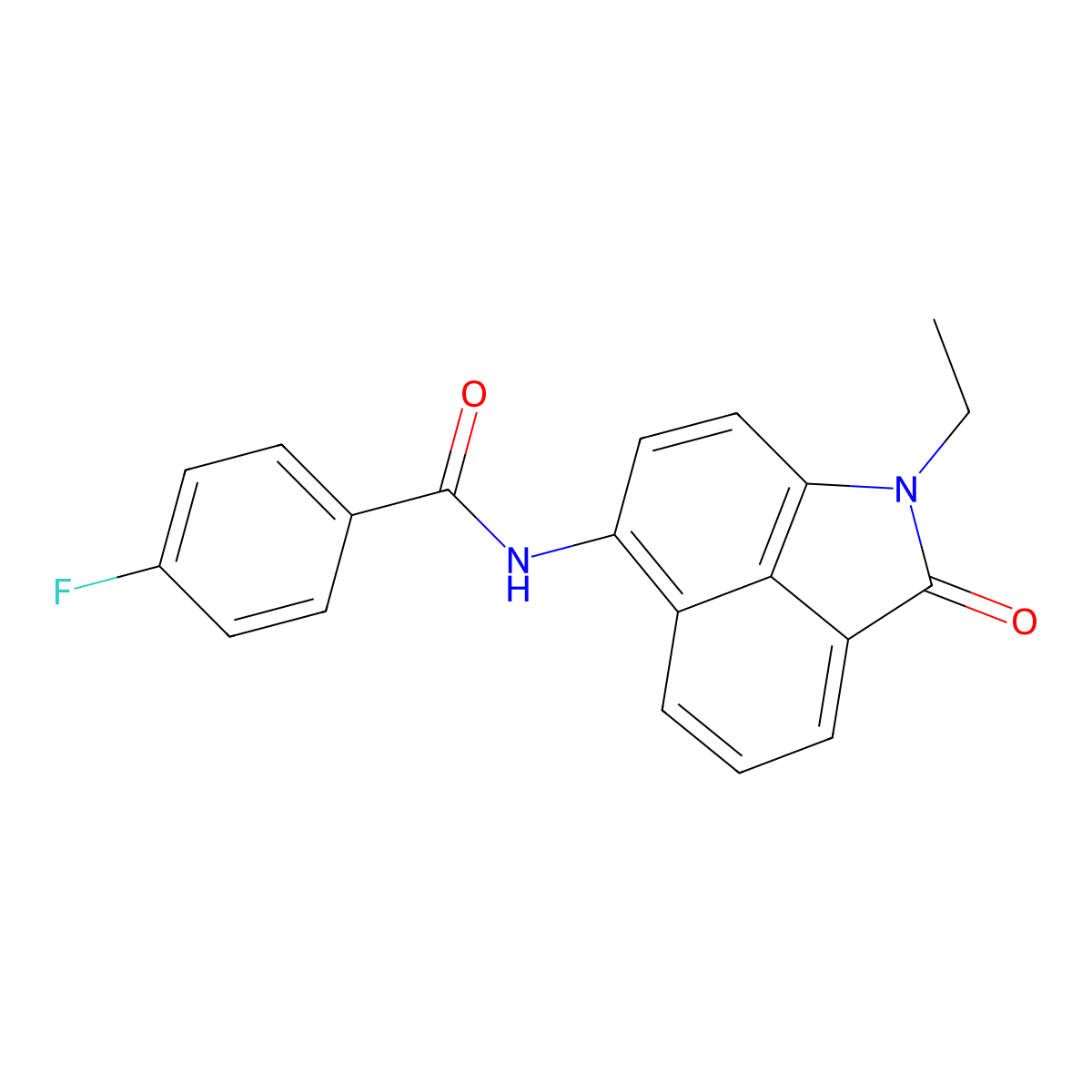 N-{2-ethyl-3-oxo-2-azatricyclo[6.3.1.0^{4,12}]dodeca-1(11),4(12),5,7,9-pentaen-9-yl}-4-fluorobenzamide molecular structure, CAS 313241-58-6