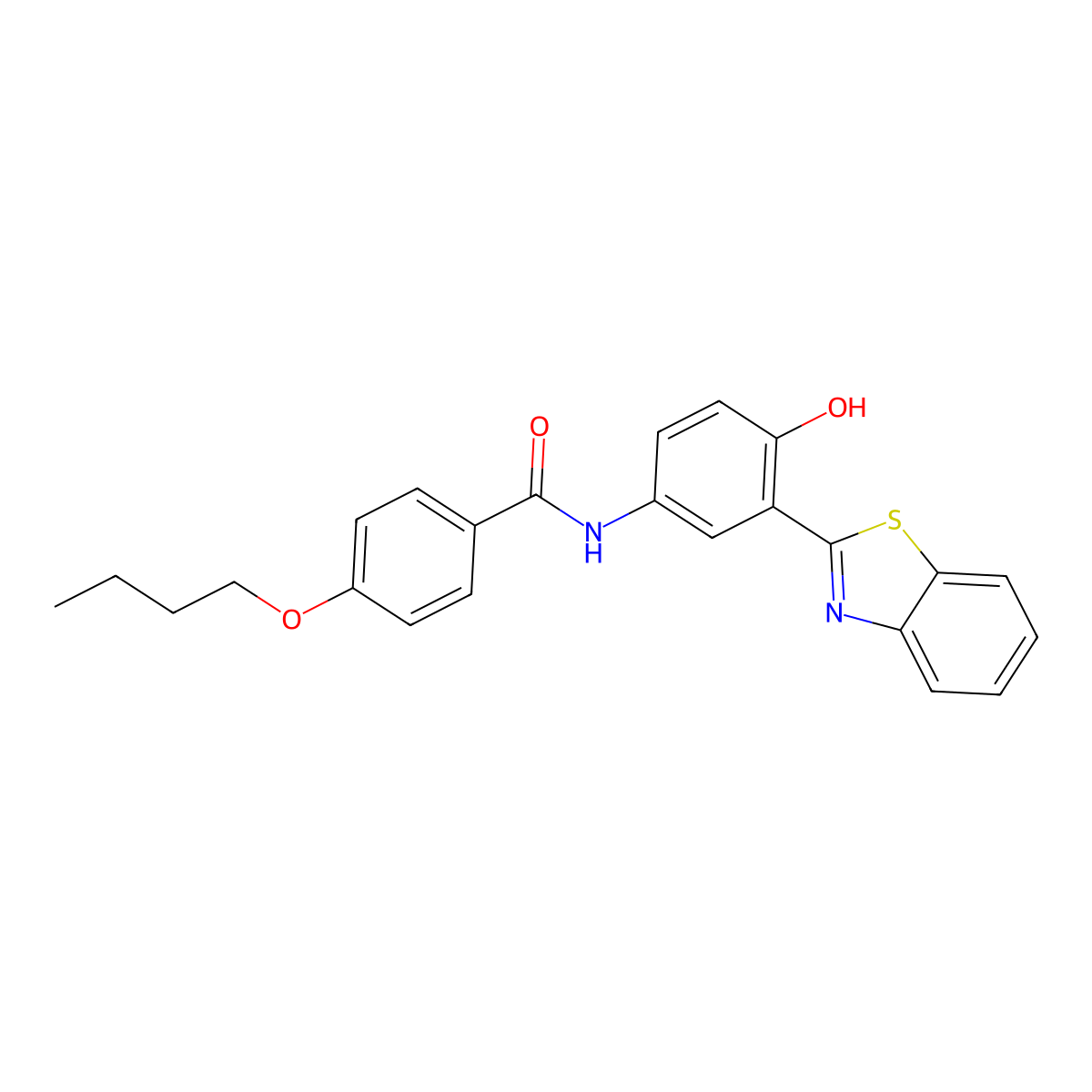 N-(3-(benzo[d]thiazol-2-yl)-4-hydroxyphenyl)-4-butoxybenzamide molecular structure, CAS 313241-80-4
