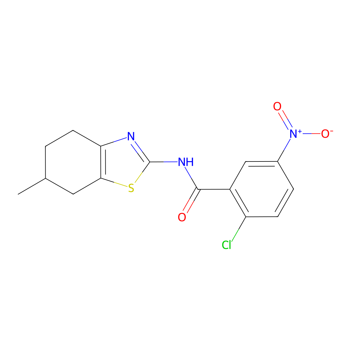 2-chloro-N-(6-methyl-4,5,6,7-tetrahydro-1,3-benzothiazol-2-yl)-5-nitrobenzamide molecular structure, CAS 313241-84-8