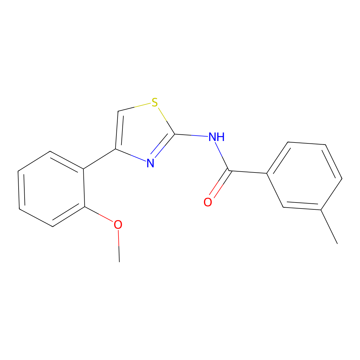 N-[4-(2-methoxyphenyl)-1,3-thiazol-2-yl]-3-methylbenzamide molecular structure, CAS 313241-87-1