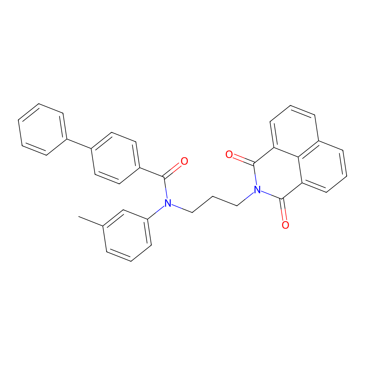 N-[3-(1,3-dioxobenzo[de]isoquinolin-2-yl)propyl]-N-(3-methylphenyl)-4-phenylbenzamide molecular structure, CAS 313241-94-0