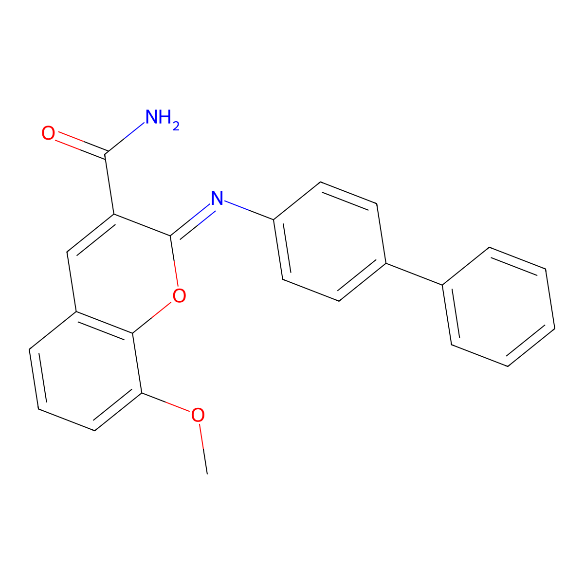 (Z)-2-([1,1'-biphenyl]-4-ylimino)-8-methoxy-2H-chromene-3-carboxamide molecular structure, CAS 313242-76-1