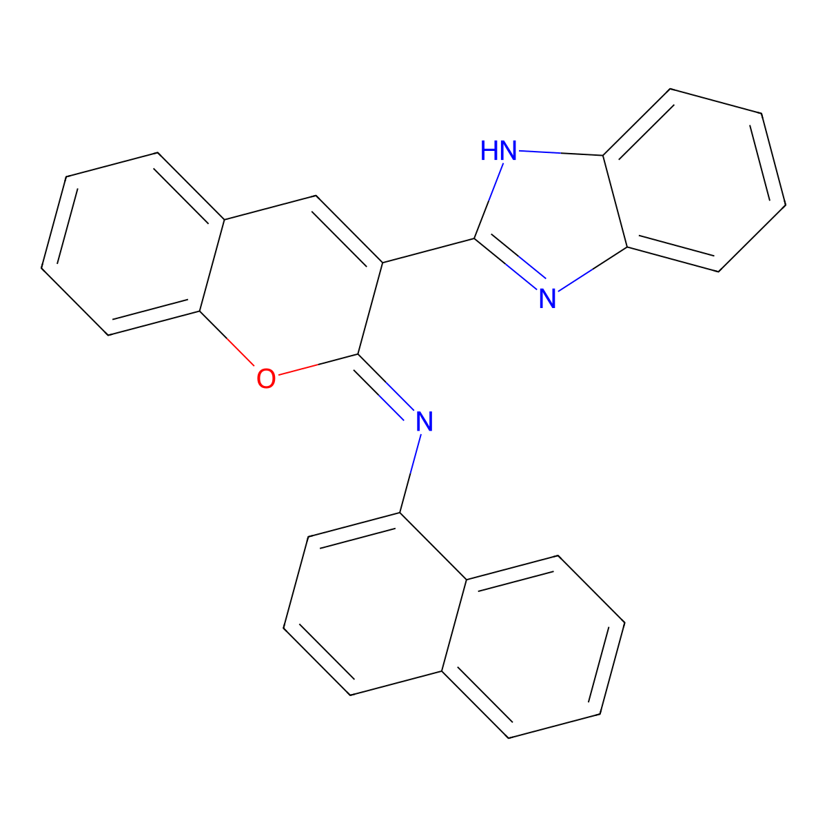 3-(1H-benzimidazol-2-yl)-N-naphthalen-1-ylchromen-2-imine molecular structure, CAS 313243-13-9