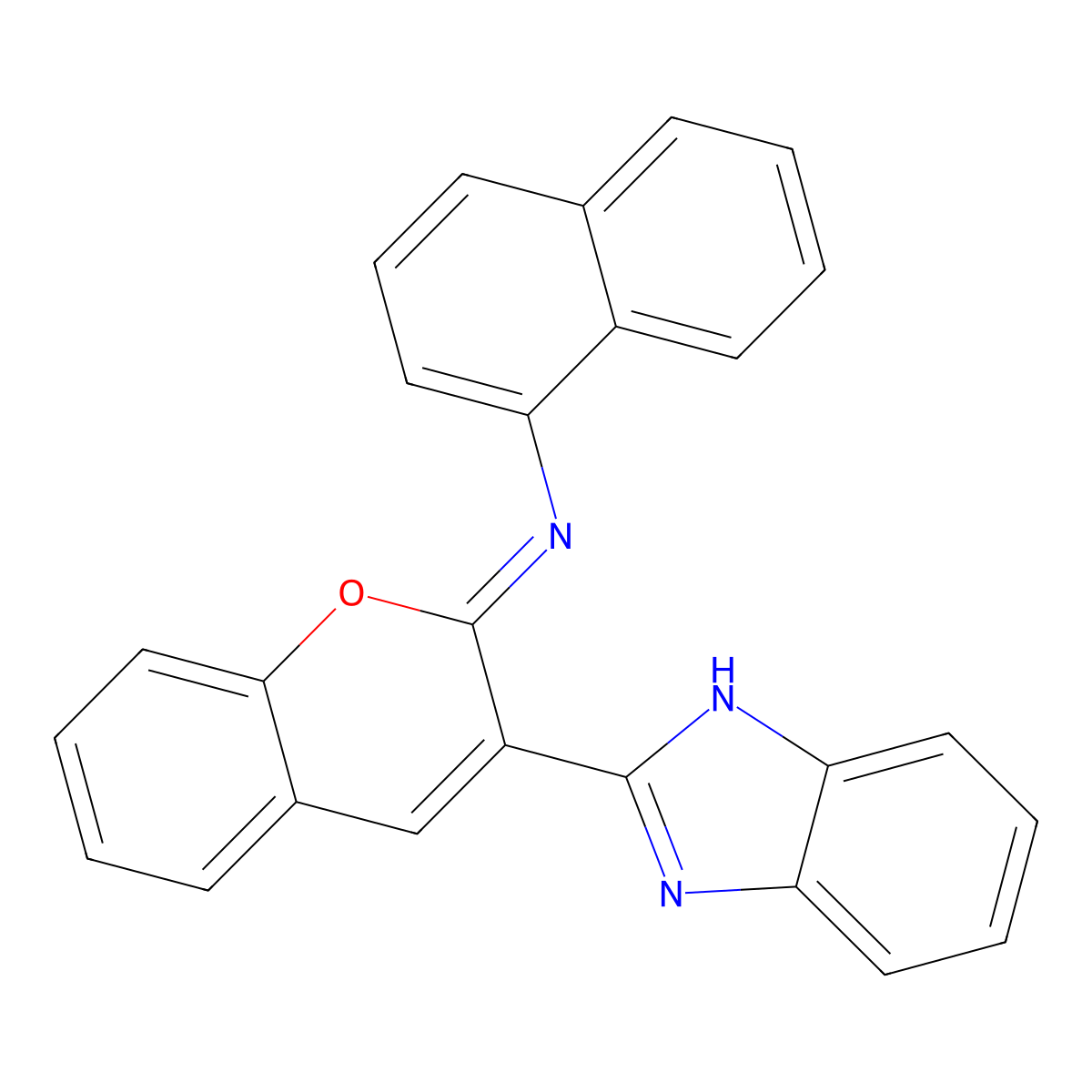 3-(1H-benzimidazol-2-yl)-N-naphthalen-1-ylchromen-2-imine molecular structure, CAS 313243-13-9