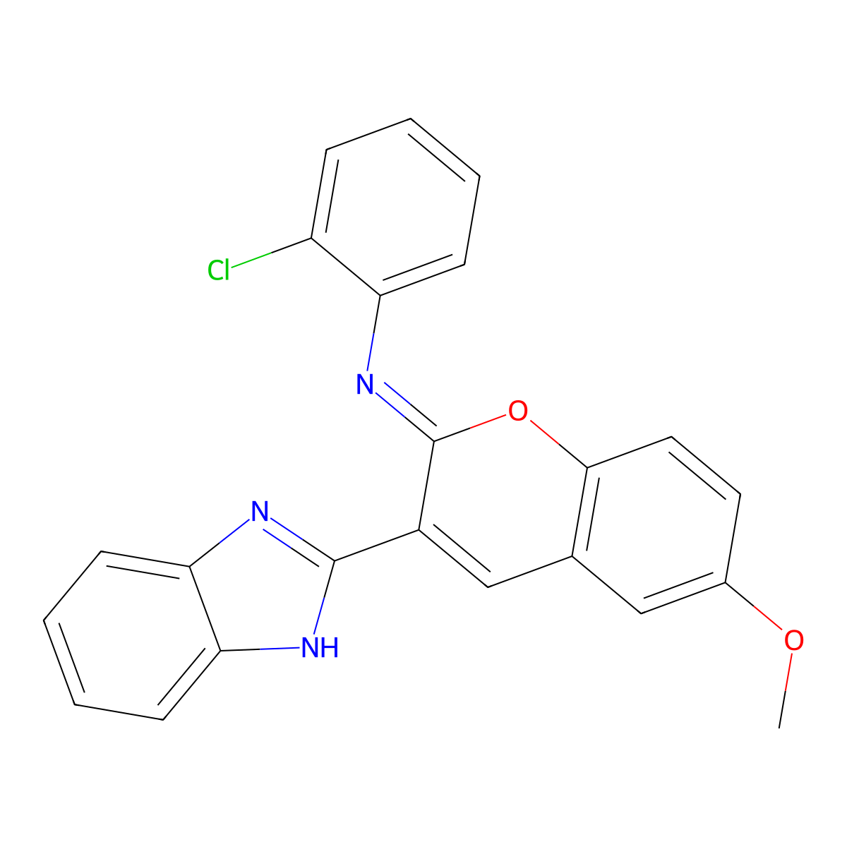3-(1H-benzimidazol-2-yl)-N-(2-chlorophenyl)-6-methoxychromen-2-imine molecular structure, CAS 313243-18-4