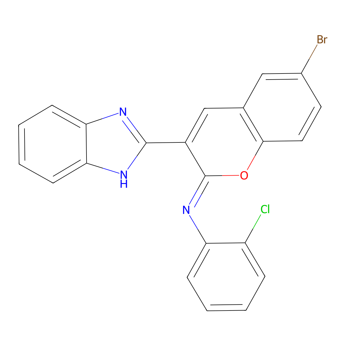 3-(1H-benzimidazol-2-yl)-6-bromo-N-(2-chlorophenyl)chromen-2-imine molecular structure, CAS 313243-20-8