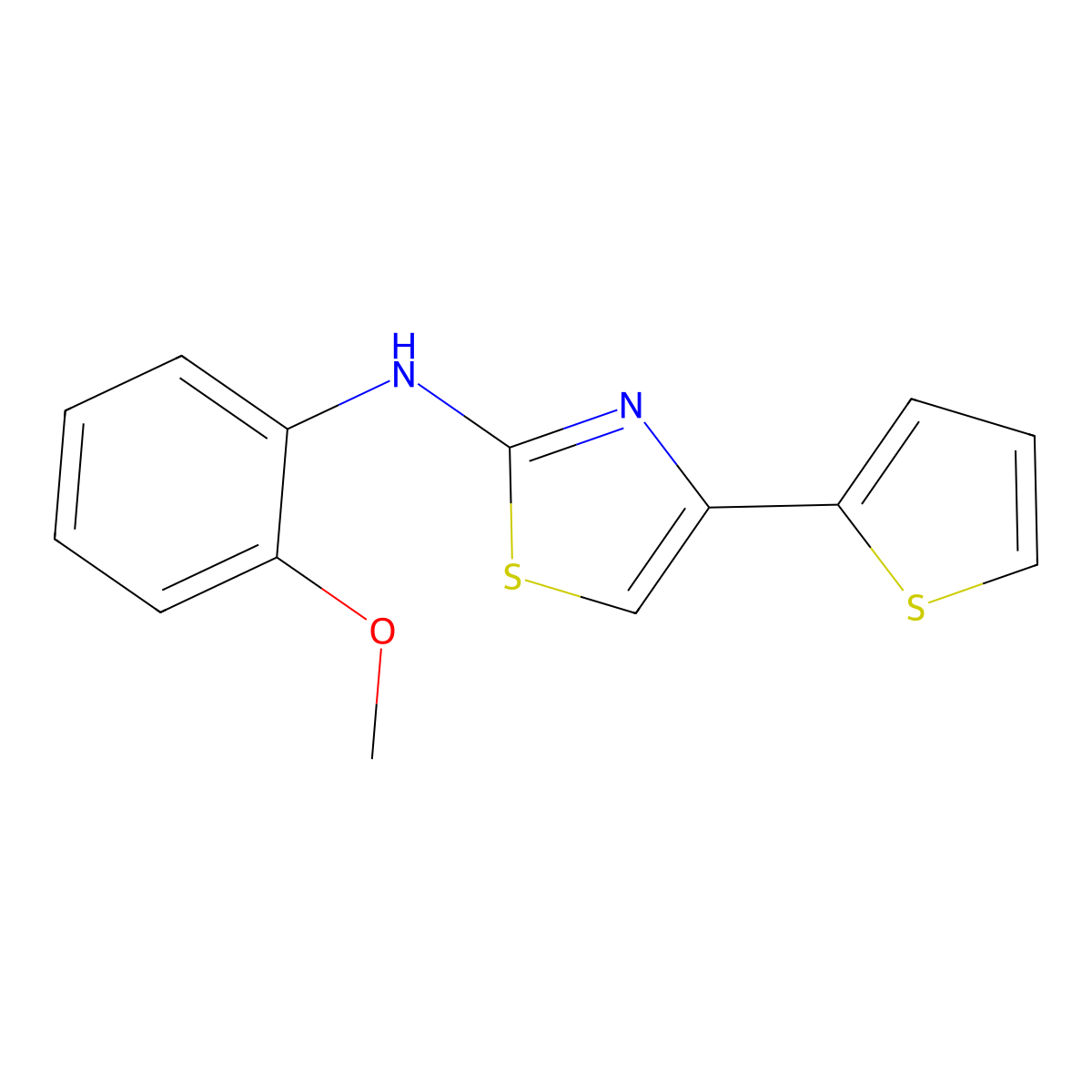 (2-Methoxyphenyl)-[4-(2-thienyl)thiazol-2-yl]amine molecular structure, CAS 313243-21-9