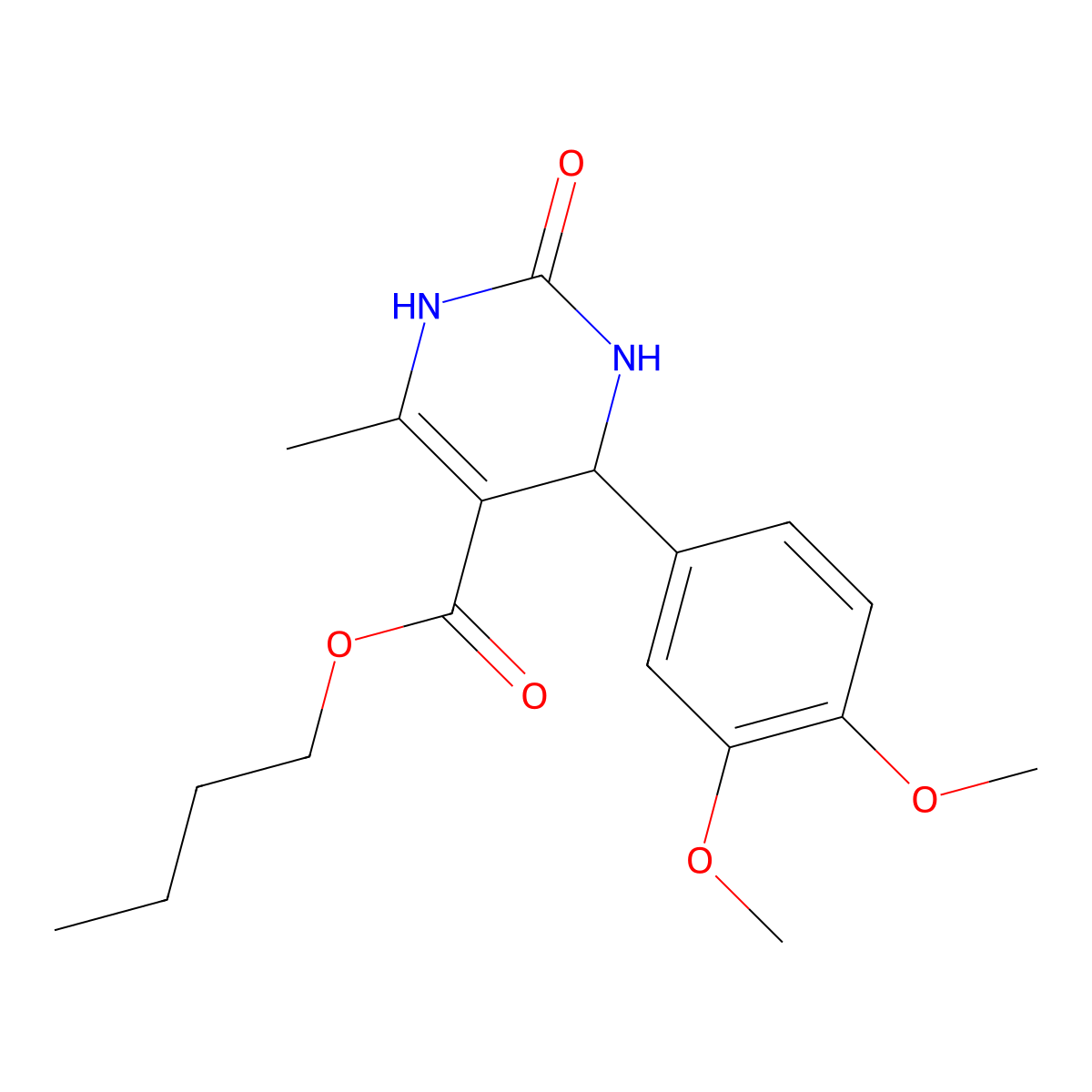 Butyl 4-(3,4-dimethoxyphenyl)-6-methyl-2-oxo-1,2,3,4-tetrahydropyrimidine-5-carboxylate molecular structure, CAS 313243-25-3