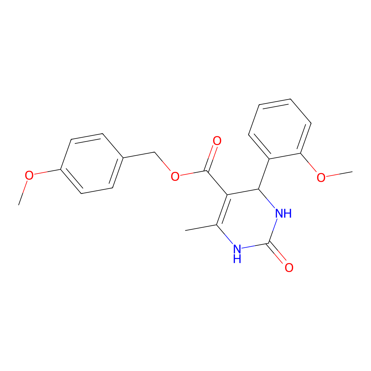 4-Methoxybenzyl 4-(2-methoxyphenyl)-6-methyl-2-oxo-1,2,3,4-tetrahydropyrimidine-5-carboxylate molecular structure, CAS 313243-26-4