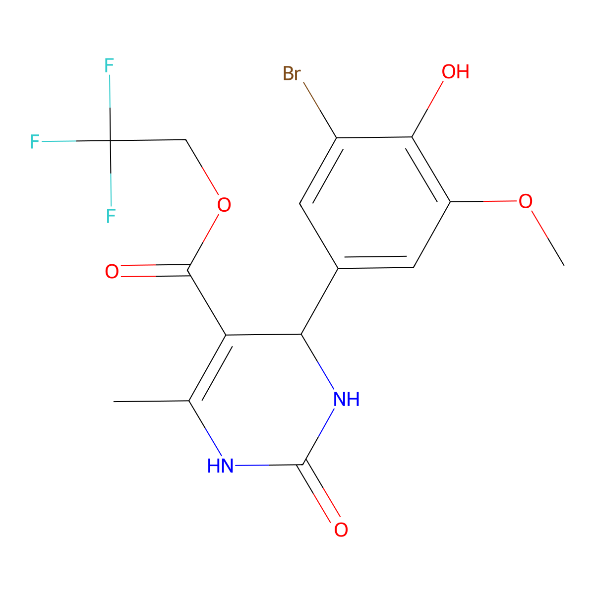 2,2,2-Trifluoroethyl 4-(3-bromo-4-hydroxy-5-methoxyphenyl)-6-methyl-2-oxo-1,2,3,4-tetrahydropyrimidine-5-carboxylate molecular structure, CAS 313243-56-0