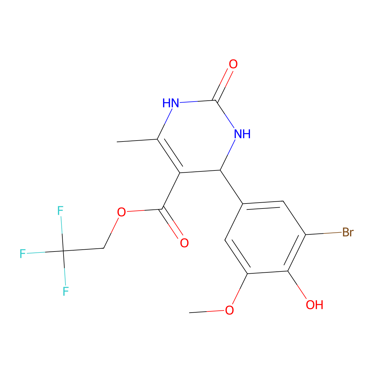 2,2,2-Trifluoroethyl 4-(3-bromo-4-hydroxy-5-methoxyphenyl)-6-methyl-2-oxo-1,2,3,4-tetrahydropyrimidine-5-carboxylate molecular structure, CAS 313243-56-0