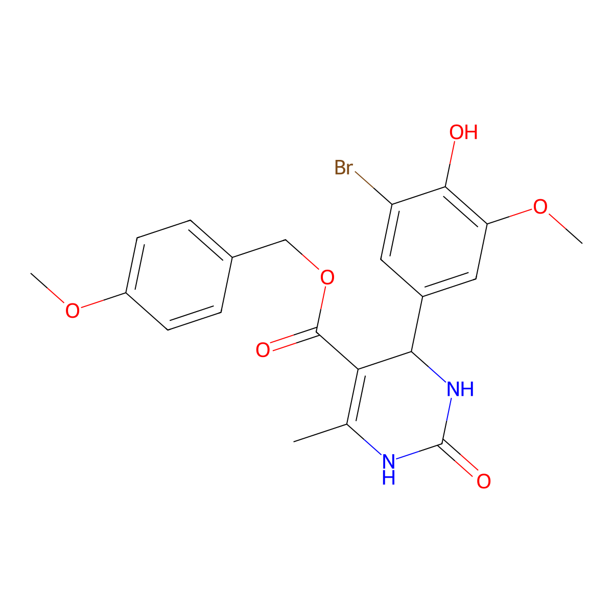 4-Methoxybenzyl 4-(3-bromo-4-hydroxy-5-methoxyphenyl)-6-methyl-2-oxo-1,2,3,4-tetrahydropyrimidine-5-carboxylate molecular structure, CAS 313243-61-7