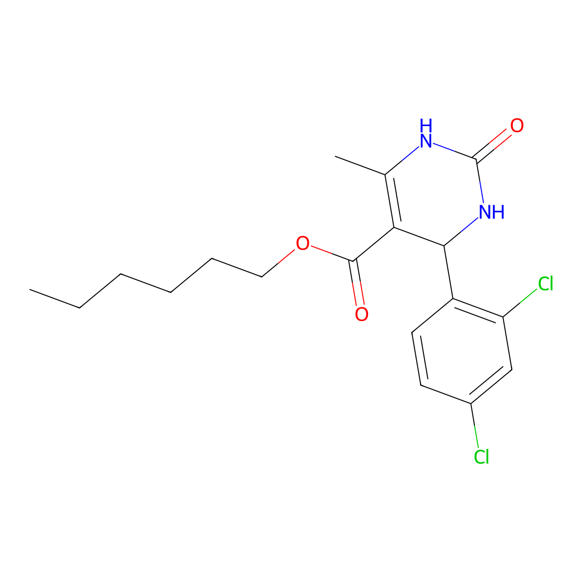 Hexyl 4-(2,4-dichlorophenyl)-6-methyl-2-oxo-1,2,3,4-tetrahydropyrimidine-5-carboxylate molecular structure, CAS 313243-75-3