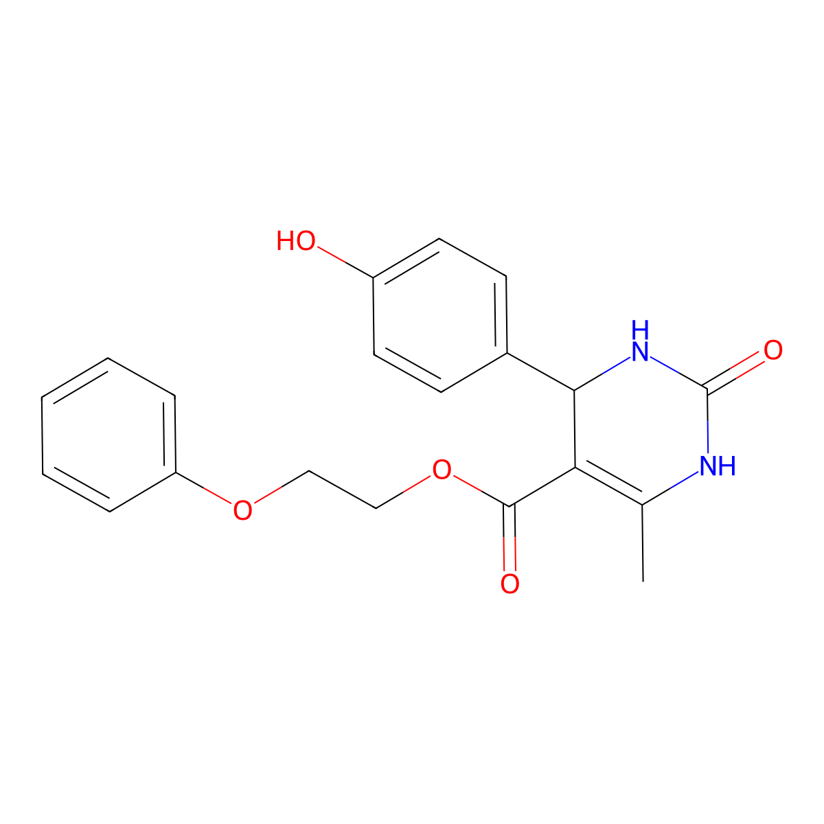 2-Phenoxyethyl 4-(4-hydroxyphenyl)-6-methyl-2-oxo-1,2,3,4-tetrahydropyrimidine-5-carboxylate molecular structure, CAS 313243-96-8