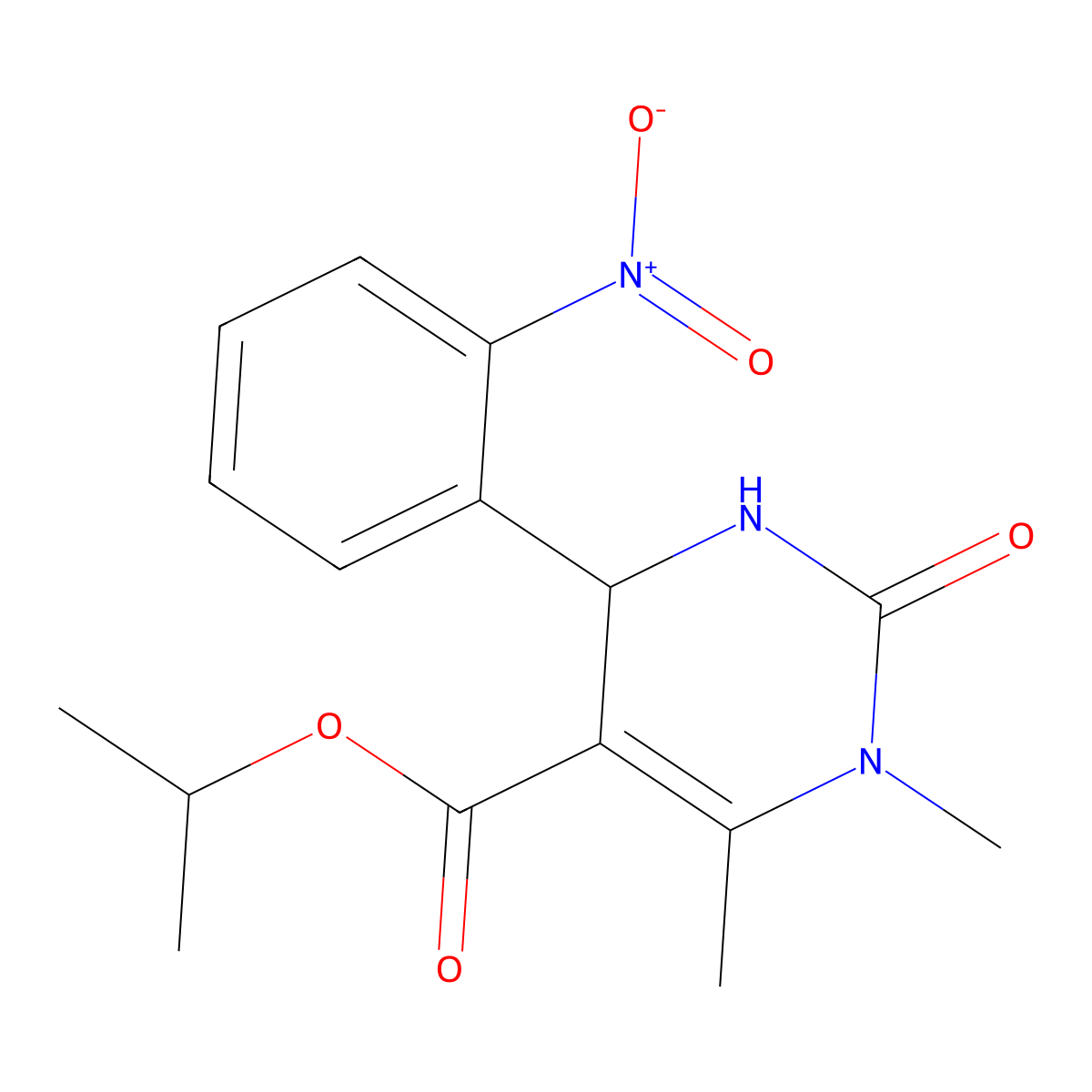 Propan-2-yl 1,6-dimethyl-4-(2-nitrophenyl)-2-oxo-1,2,3,4-tetrahydropyrimidine-5-carboxylate molecular structure, CAS 313244-30-3