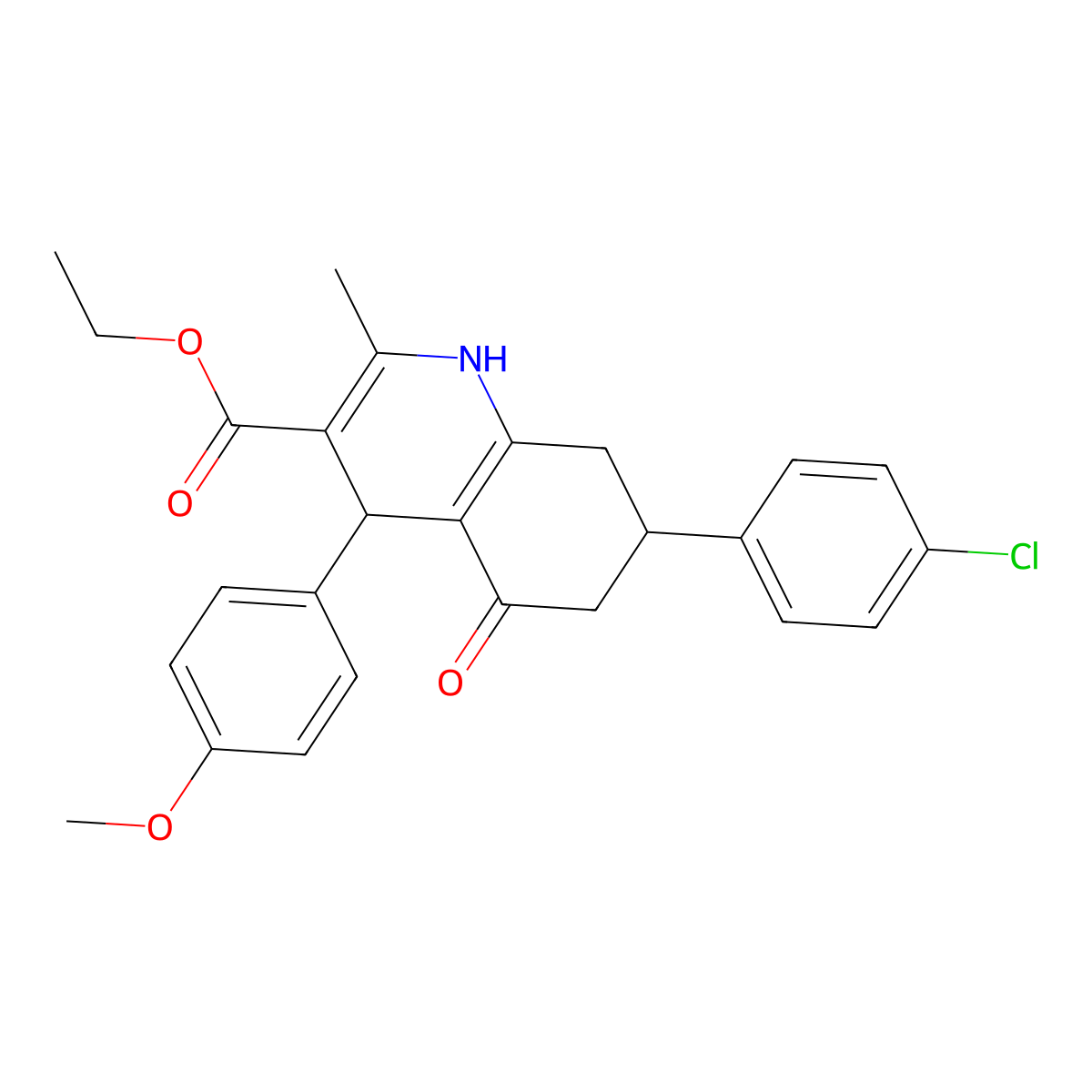 Ethyl 7-(4-chlorophenyl)-4-(4-methoxyphenyl)-2-methyl-5-oxo-1,4,5,6,7,8-hexahydroquinoline-3-carboxylate molecular structure, CAS 313244-35-8