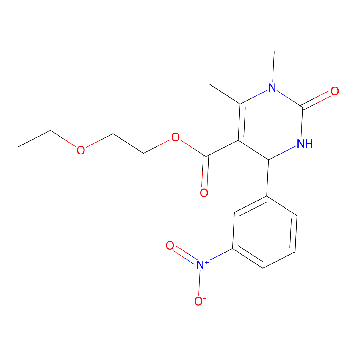 2-Ethoxyethyl 1,6-dimethyl-4-(3-nitrophenyl)-2-oxo-1,2,3,4-tetrahydropyrimidine-5-carboxylate molecular structure, CAS 313244-43-8