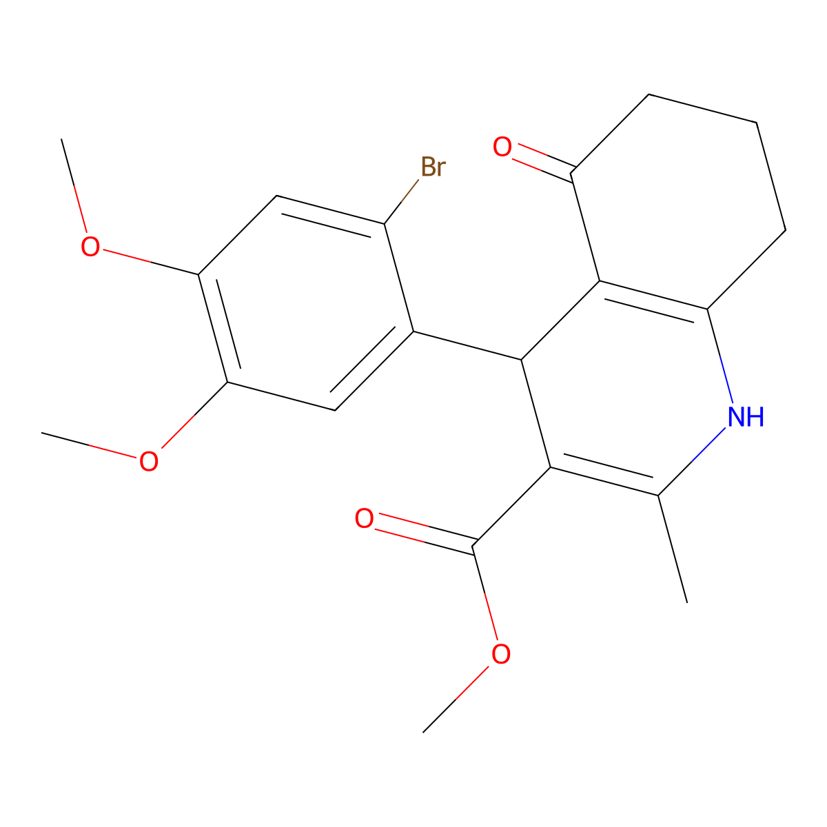 Methyl 4-(2-bromo-4,5-dimethoxyphenyl)-2-methyl-5-oxo-1,4,5,6,7,8-hexahydroquinoline-3-carboxylate molecular structure, CAS 313244-44-9