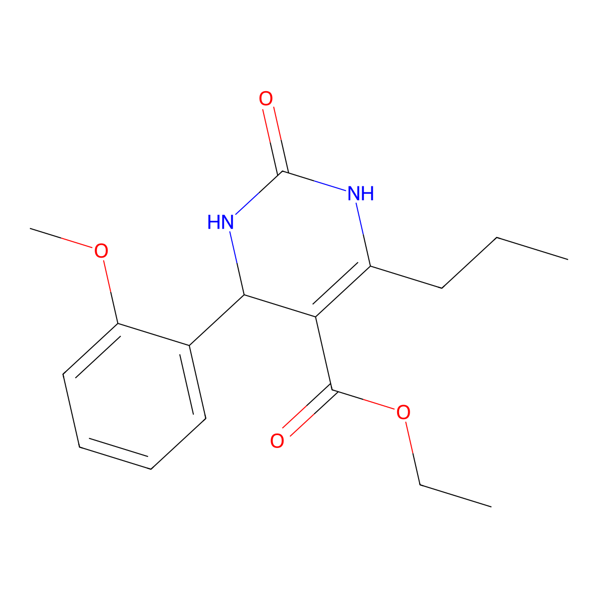 Ethyl 4-(2-methoxyphenyl)-2-oxo-6-propyl-1,2,3,4-tetrahydropyrimidine-5-carboxylate molecular structure, CAS 313244-47-2