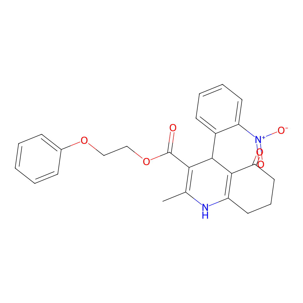 2-Phenoxyethyl 2-methyl-4-(2-nitrophenyl)-5-oxo-1,4,5,6,7,8-hexahydroquinoline-3-carboxylate molecular structure, CAS 313244-49-4
