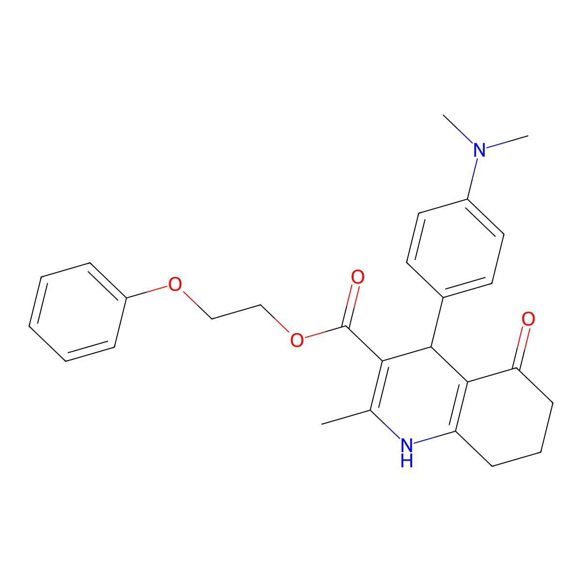 2-Phenoxyethyl 4-[4-(dimethylamino)phenyl]-2-methyl-5-oxo-1,4,5,6,7,8-hexahydroquinoline-3-carboxylate molecular structure, CAS 313244-56-3