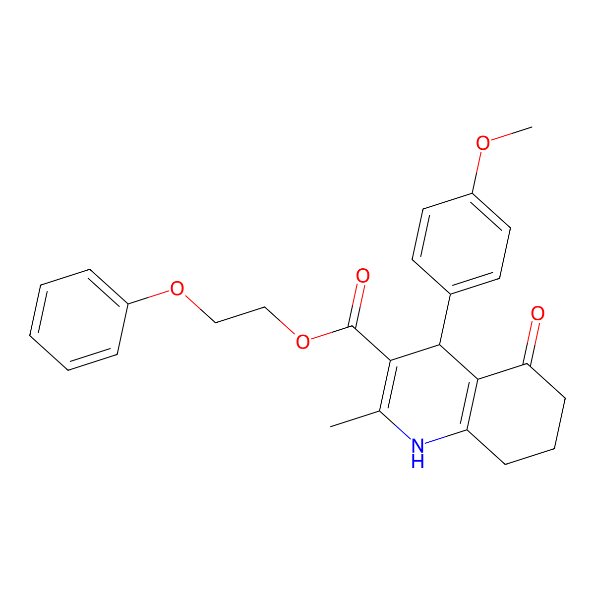 2-Phenoxyethyl 4-(4-methoxyphenyl)-2-methyl-5-oxo-1,4,5,6,7,8-hexahydroquinoline-3-carboxylate molecular structure, CAS 313244-68-7